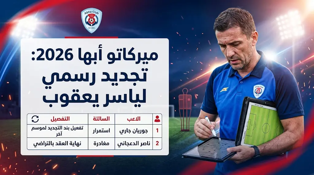 إدارة نادي أبها تبدأ تجهيزات موسم 2026-2027 وتجدد عقد ياسر يعقوب رسمياً