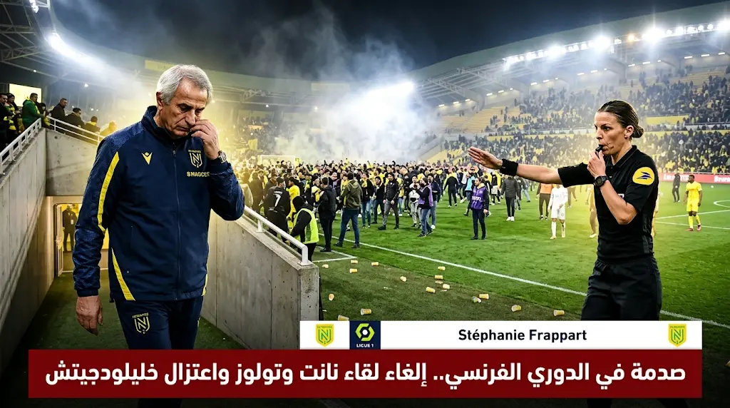 إلغاء مباراة نانت وتولوز اليوم (18 مايو 2026) نهائياً: استقالة خليلودجيتش وفوضى عارمة تنهي موسم "الكاناري"
