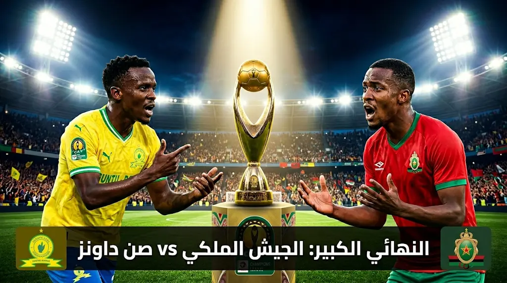 القنوات المفتوحة الناقلة لمباراة الجيش الملكي وصن داونز اليوم الأحد 17-5-2026 في نهائي دوري أبطال إفريقيا