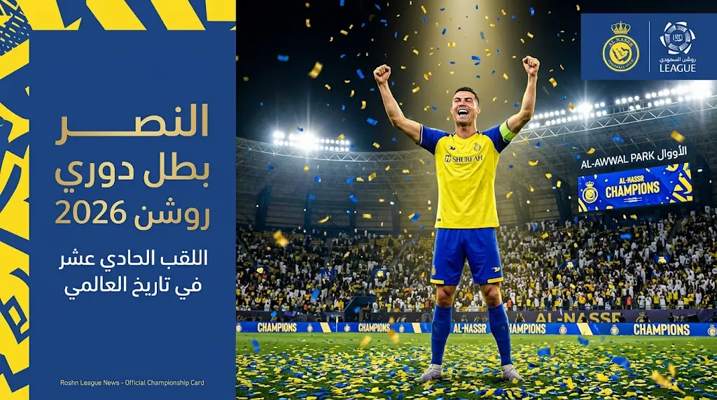 النصر يتوج رسميا بلقب دوري روشن للمحترفين للمرة الحادية عشرة في تاريخه بقيادة الأسطورة كريستيانو رونالدو