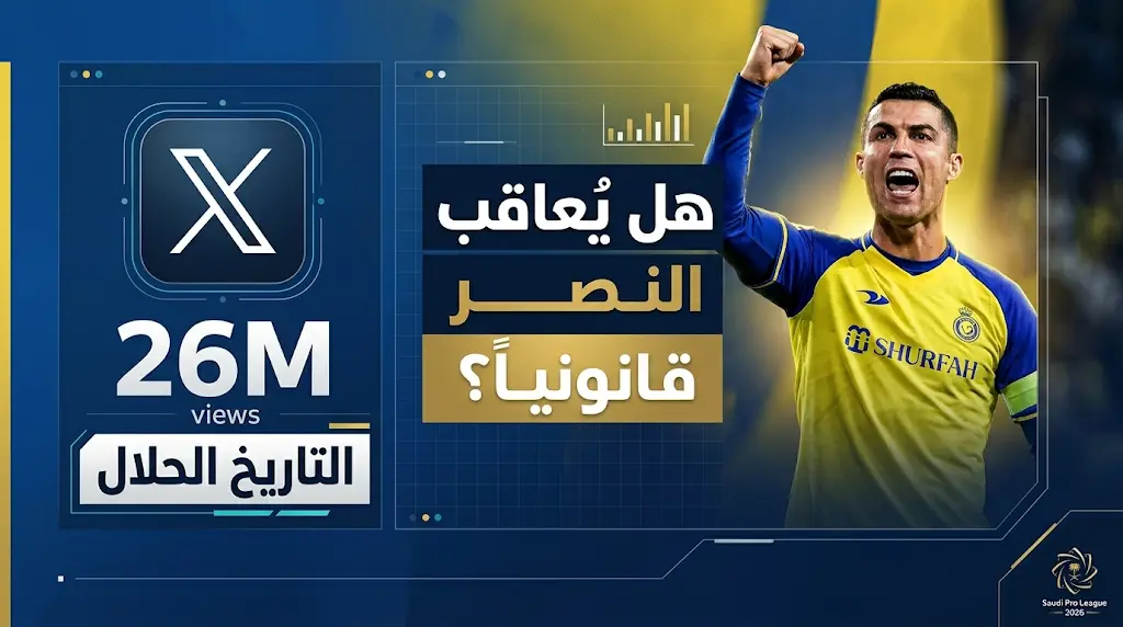 بعد وصوله لـ 26 مليون مشاهدة.. خبراء قانونيون يكشفون حقيقة معاقبة النصر بسبب منشور التاريخ الحلال