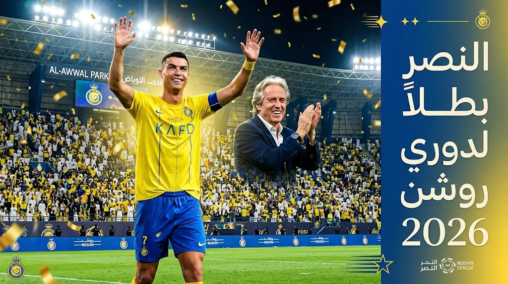 ثنائية رونالدو تقود النصر لاستعادة درع الدوري السعودي 2026 بالفوز على ضمك في ليلة التتويج