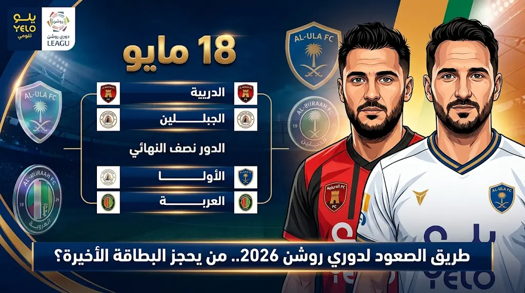 حسم مقاعد ملحق الصعود لدوري روشن 2026: الدرعية يواجه الجبلين والعلا يصطدم بالعروبة