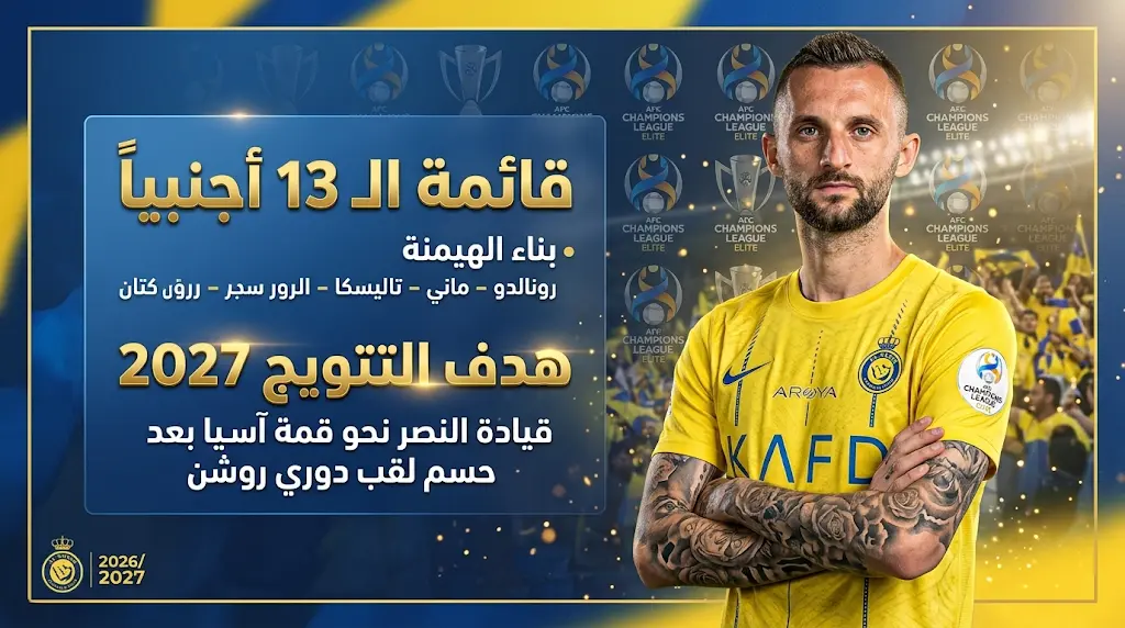 خطة نادي النصر لتسجيل 13 لاعباً أجنبياً في دوري أبطال آسيا للنخبة 2026-2027 لضمان التتويج باللقب القاري