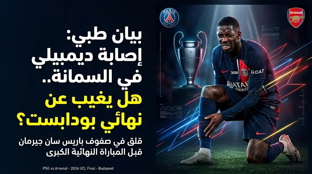 صدمة في باريس سان جيرمان.. تفاصيل إصابة عثمان ديمبيلي وسباق الزمن للحاق بنهائي دوري أبطال أوروبا أمام أرسنال