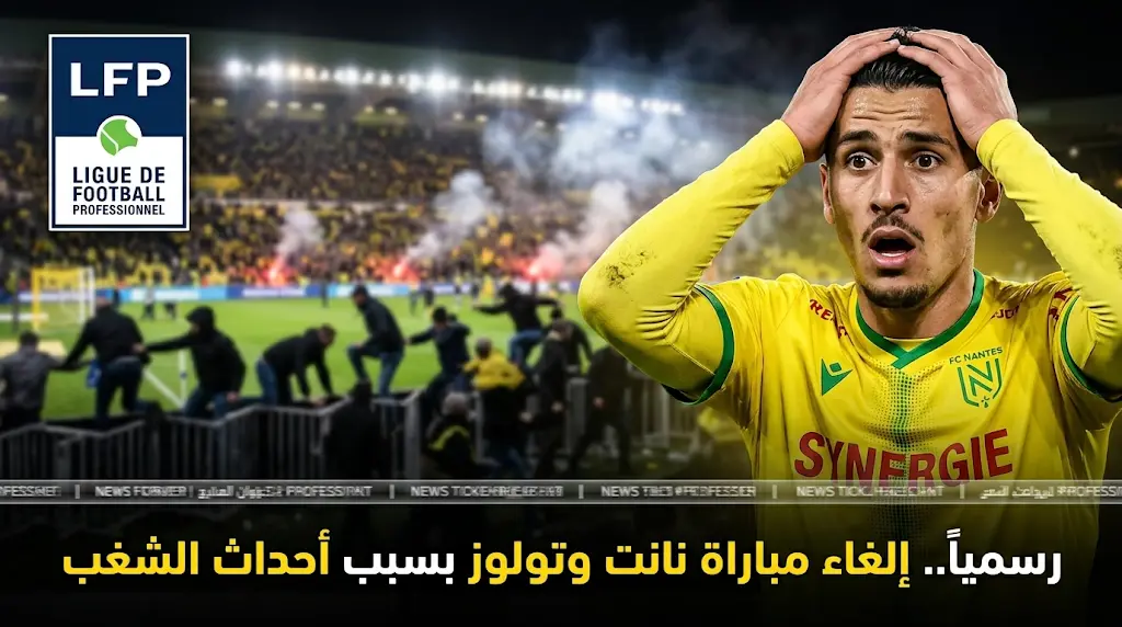 عاجل | إلغاء مباراة نانت وتولوز في الدوري الفرنسي 2026 بسبب أحداث شغب واقتحام الملعب