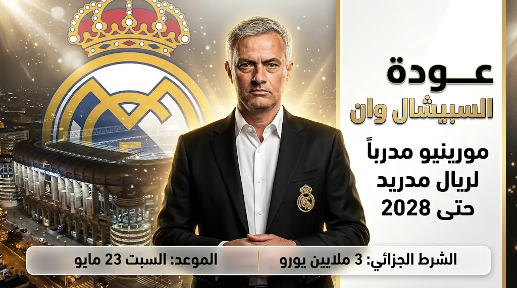 عودة مورينيو لريال مدريد.. تفاصيل عقد السبيشال وان وموعد استلام مهامه الفنية رسمياً