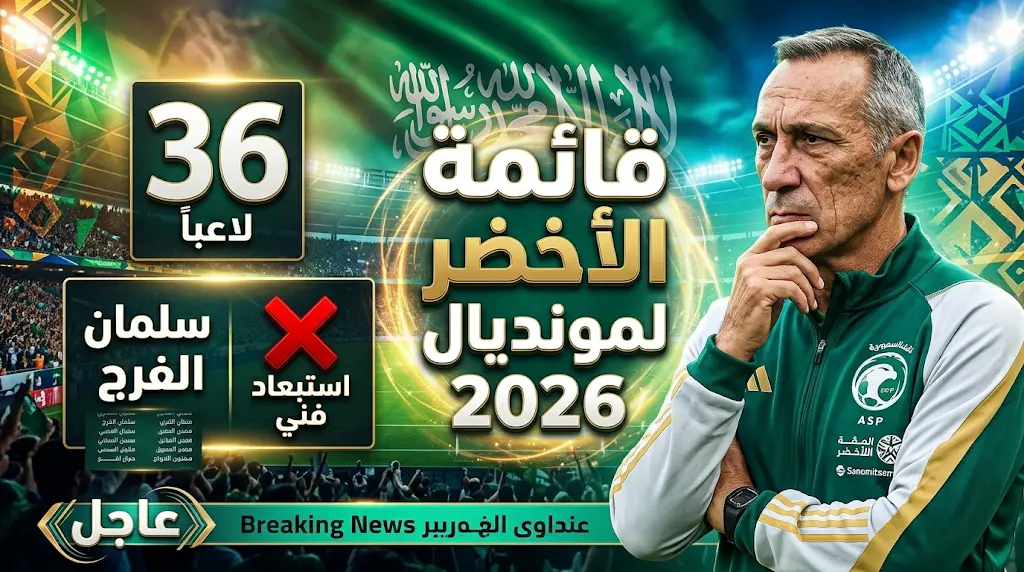 قائمة المنتخب السعودي الرسمية لمونديال 2026 ومفاجأة استبعاد القائد سلمان الفرج