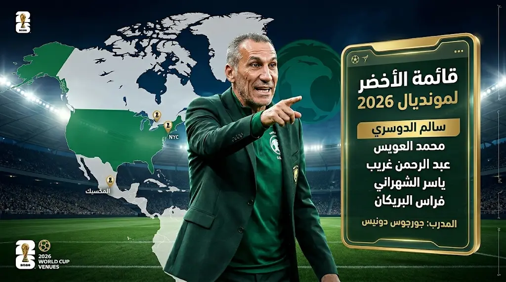 قائمة المنتخب السعودي النهائية لمونديال 2026: دونيس يعلن أسماء الأخضر للمعسكر الإعدادي الأخير