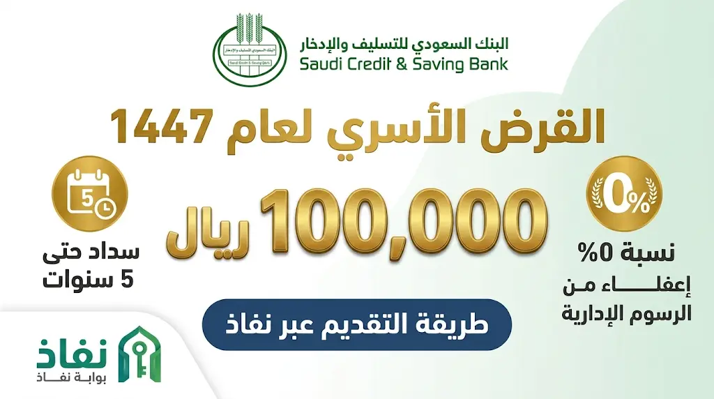 قرض الأسرة 1447 بنك التنمية الاجتماعية: سقف التمويل يصل لـ 100 ألف ريال بدون رسوم إدارية