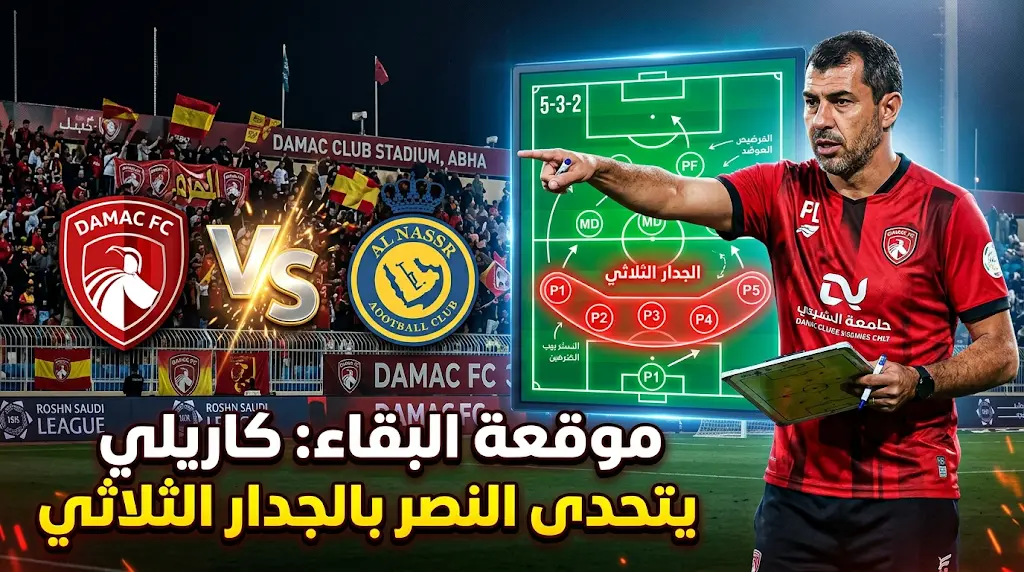 كاريلي يلجأ لـ "الجدار الثلاثي" في تشكيل ضمك الرسمي لمواجهة النصر بختام دوري روشن