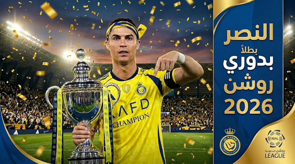 كريستيانو رونالدو يقود النصر لاستعادة لقب دوري روشن ويثير الجدل بإشارة أرضية الملعب في ليلة التتويج