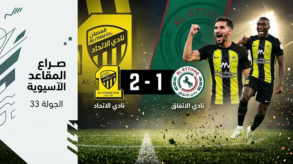 ملخص وأهداف مباراة الاتحاد والاتفاق (2-1) في دوري روشن السعودي 2026.. "العميد" يقترب من النخبة
