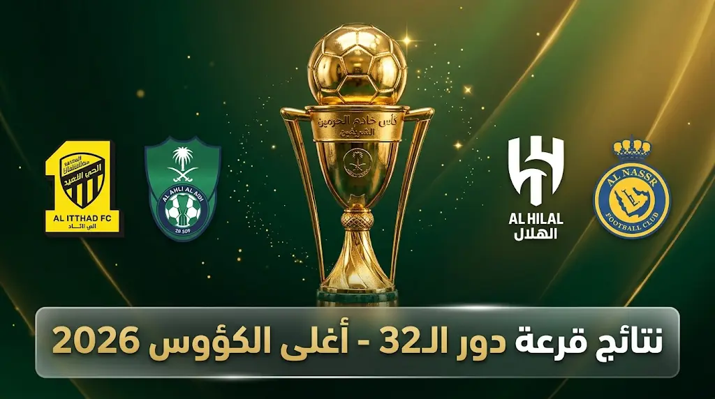 نتائج قرعة دور الـ 32 من كأس خادم الحرمين الشريفين 2026 وموعد المباريات والقنوات الناقلة