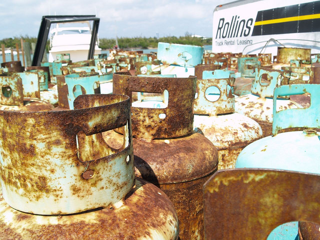 Bonbonne de gaz rouillées