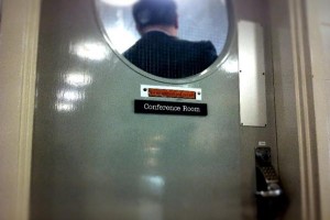 Conference room used during the review hearings for Assange earlier today