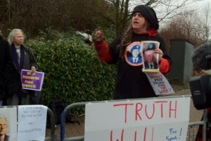 Protesters show their support for WikiLeaks and Julian Assange